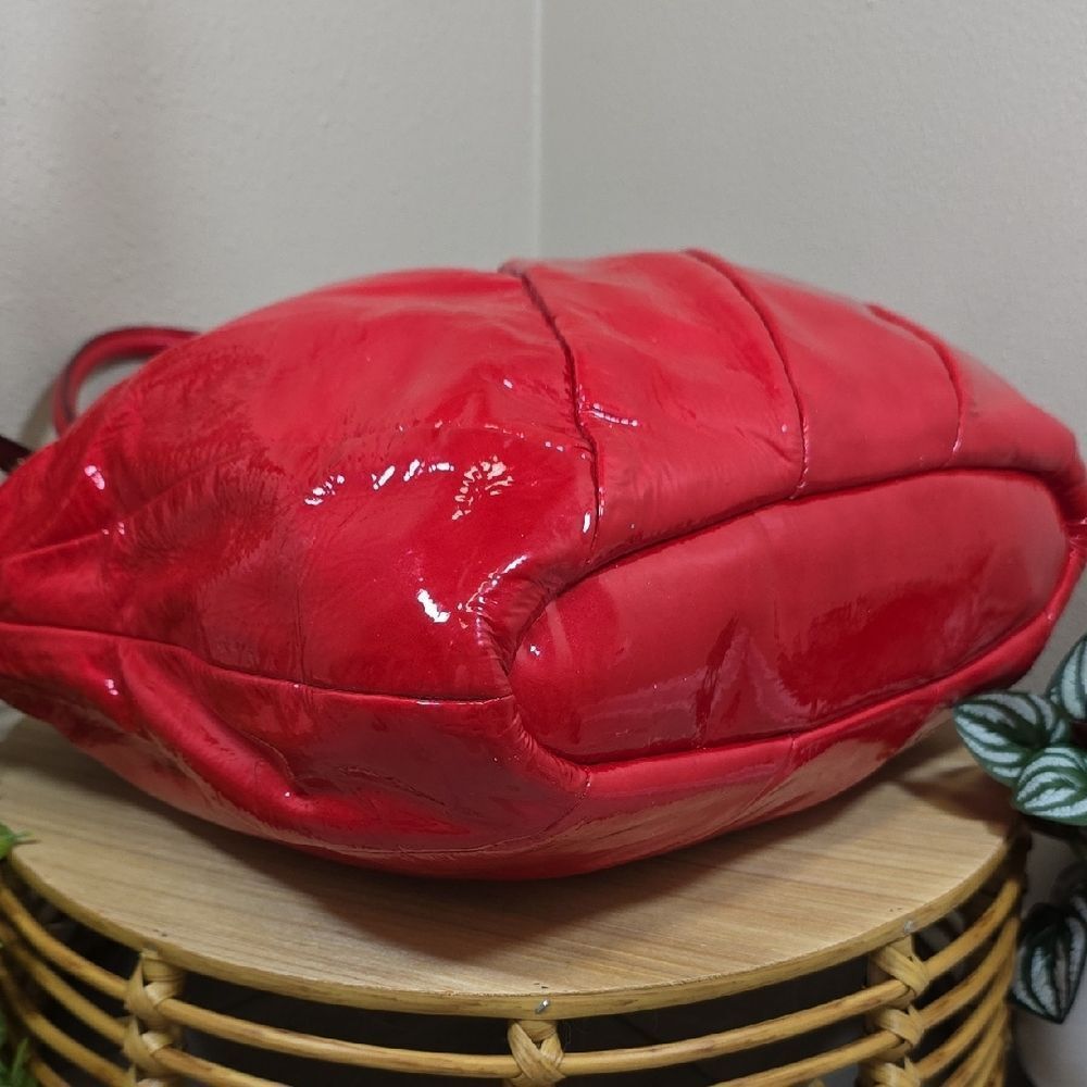 Coach Madison Diagonal Pleated Patent Leather Tote - Picture 7 of 13
